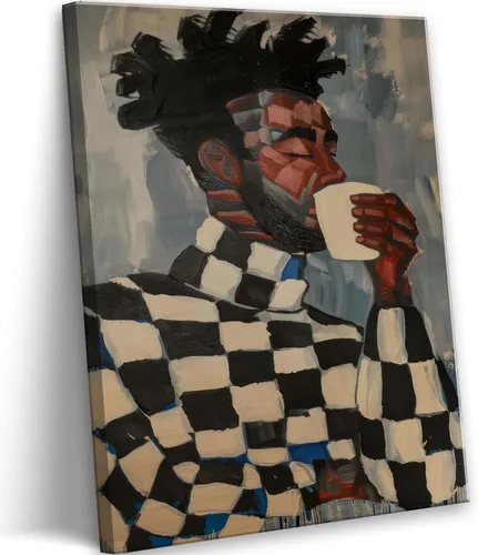 Miniatura 10 de Arte de pared enmarcado en lienzo afroamericano negro y blanco, personas abstractas, pintura, imágenes, decoración de pared, moda, moderno, hombre