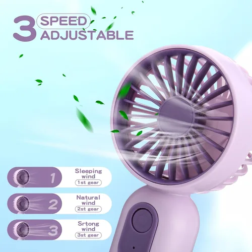 Miniatura 3 de Rossesay Miniventilador portátil a granel, lindo ventilador de mano ligero, pequeño ventilador personal de mano y pestañas de 3 velocidades