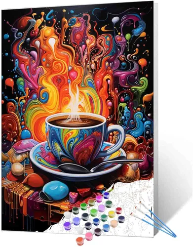 Miniatura 8 de Pintura abstracta para copa de vino por números para adultos principiantes, copa de vino tinto grafitica, pintura digital, bricolaje, bebidas Obras