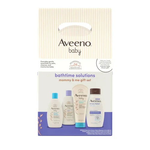 Miniatura 10 de Aveeno Baby Welcome Little One - Set de regalo para el cuidado de la piel con gel corporal nutritivo y champú, lavado de baño relajante, toallitas