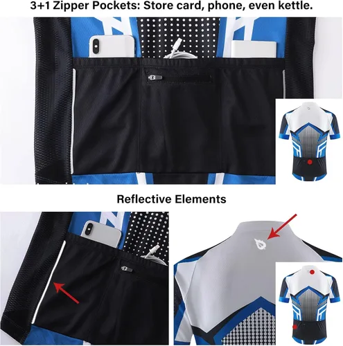 Miniatura 5 de BALEAF Mens Cycling Jersey Short Sleeve Bike Shirts 4 Pockets Road Biking Tops Full Zip Clothing MTB Breathable UPF 50