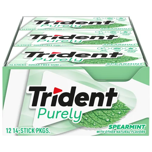 Miniatura 20 de Goma de mascar Trident Mint Bliss sin azúcar, 12 paquetes de 14 piezas (168 piezas en total)