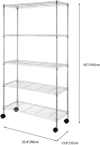 Miniatura 3 de Karl home Estantería de alambre con ruedas, estantes ajustables, estante de almacenamiento de metal para cocina, baño, garaje, despensa, armario