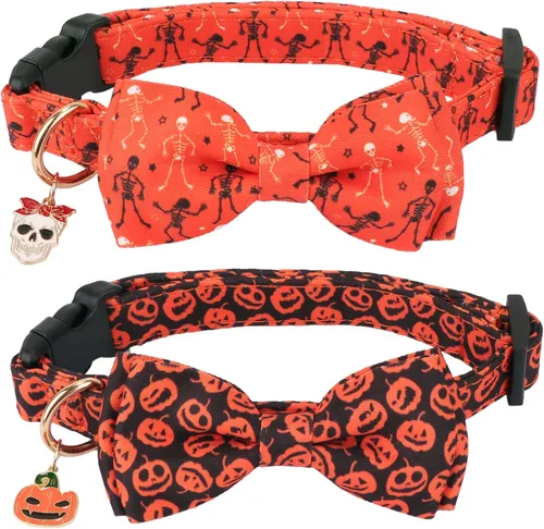 Miniatura 10 de ADOGGYGO Collares de Navidad para Perros con Corbatín, Collar Ajustable de Navidad para Mascotas con Corbatín Rojo Verde, Collares de Navidad