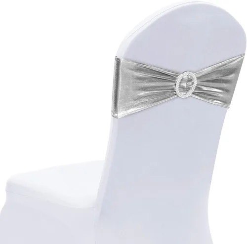 Miniatura 13 de Obstal 10 cintas elásticas de elastano para sillas de recepción de boda, bandas elásticas universales para silla con hebilla deslizante