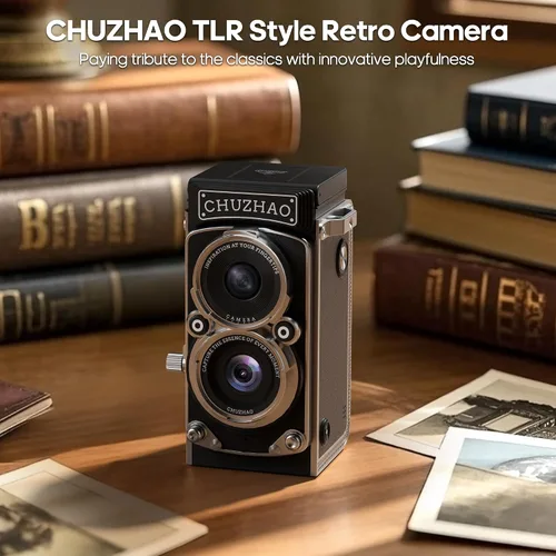Miniatura 2 de Cámara digital mini retro de CHUZHAO - Cámara vintage estilo TLR de punto y disparo con enfoque automático para vlogging, compacta y portátil