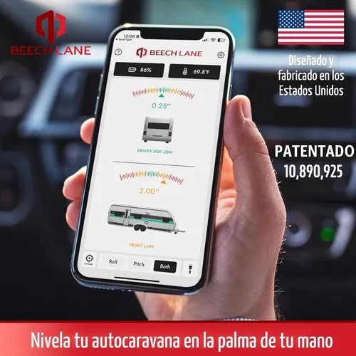 Miniatura 2 de Beech Lane Sistema de nivelación inalámbrico de autocaravana, fabricado en los Estados Unidos, aplicación de teléfono fácil de usar con medidas