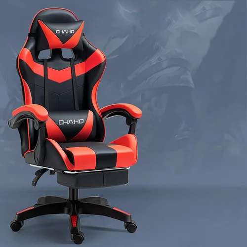 Miniatura 16 de KEUVEN Silla para videojuegos, silla de computadora con reposapiés y soporte lumbar, silla de juego ajustable en altura con asiento giratorio