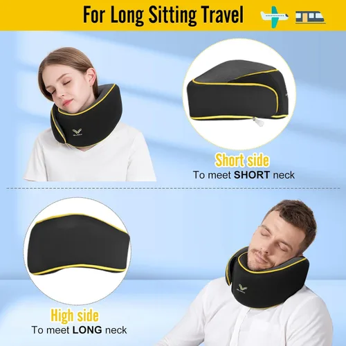 Miniatura 8 de Glowa Almohada de cuello de viaje 2.0, soporte ergonómico de barbilla para avión y automóvil, funda transpirable y lavable, ligera y compacta