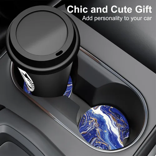 Miniatura 6 de Portavasos para automóvil, posavasos para portavasos de automóvil, paquete de 4 unidades, insertos antideslizantes universales de cerámica Río Azul