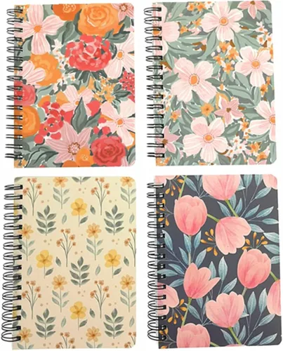 Miniatura 2 de ALIMITOPIA Paquete de 4 Cuadernos en Espiral A6, Diario de Cuaderno con Espiral de Alambre Rayado para Bocetos, Bloc de Notas, Diario, Planificador