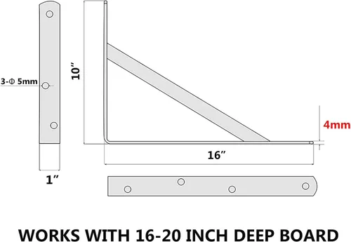 Miniatura 2 de NEODROP Paquete de 12 soportes de estante resistentes de 16 pulgadas, soporte de pared grueso para estantes de almacenamiento flotantes de garaje