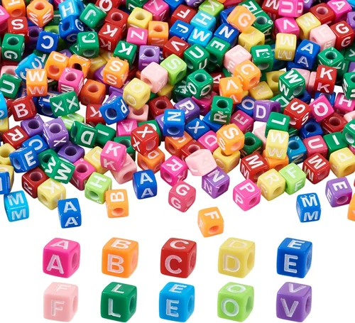 Miniatura 21 de FASHEWELRY 300 cuentas cúbicas de acrílico con números cuadrados mezclados del 0 al 9, cuentas de acrílico blanco de 0.236 x 0.236 pulgadas