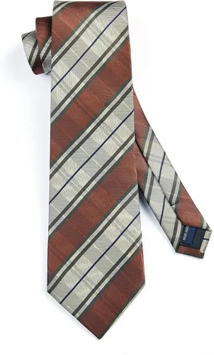 Miniatura 207 de HISDERN Conjunto de corbata a cuadros a cuadros pañuelo tejido clásico formal para hombre corbata y bolsillo cuadrado