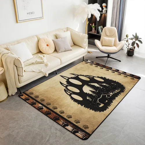 Miniatura 9 de jejeloiu Alfombras de ciervo para sala de estar, dormitorio, niños, alfombra decorativa de animales salvajes, 4 x 5, naturaleza, vida silvestre