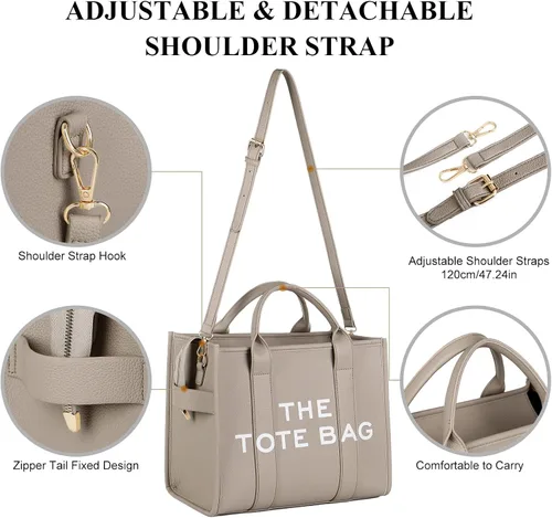 Miniatura 6 de JQAliMOVV The Tote Bags para mujer Bolso grande de cuero de moda, bolso de mano de viaje de moda, bolso cruzado de hombro con asa superior