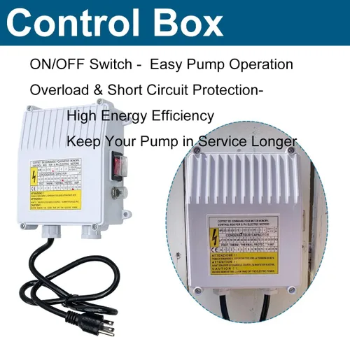 Miniatura 5 de Bomba Sumergible de Pozo Profundo con Caja de Control 1HP 115V Bomba de Pozo Sumergible Bomba de Agua Sumergible Acero Inoxidable 33 GPM, Elevación