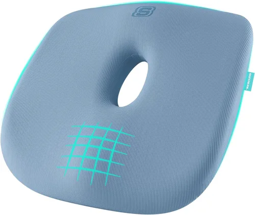 Miniatura 14 de Skechers Cojín de asiento de espuma viscoelástica, cojín para silla de oficina con forma de dona para aliviar el dolor de coxis, almohada para silla
