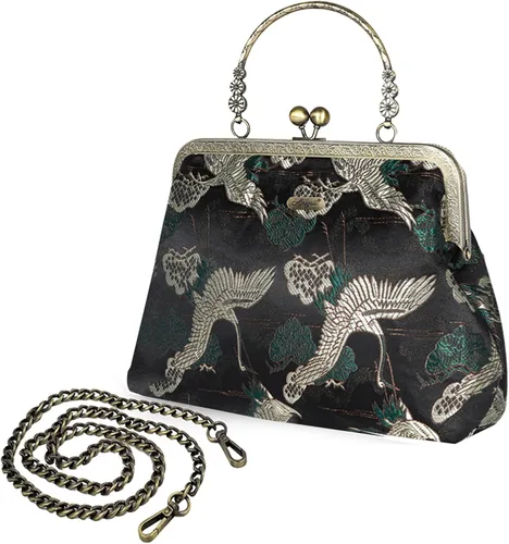 Miniatura 124 de Bolso floral con asa superior, bolso de noche Kiss Lock para mujer, bolso vintage