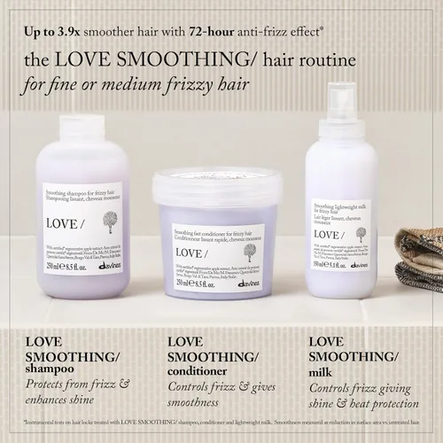 Miniatura 8 de Davines LOVE/Smoothing Shampoo, Gentle Anti-Frizz Cleanser for Frizzy, Coarse or Unruly Hair - Promotes Straightening & Shine - Apple Pulp Formula
