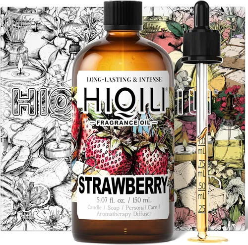 HIQILI Aceite de fragancia de fresa para uso difusor, ideal para velas, jabón, mantequilla corporal, perfume de aroma afrutado de bricolaje, 5.07