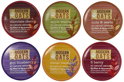 Miniatura 17 de Modern Oats - Tazas de avena instantánea de manzana y nuez con tapa, sin gluten, vegana, sin OGM con proteína y fibra, desayuno para llevar, avena