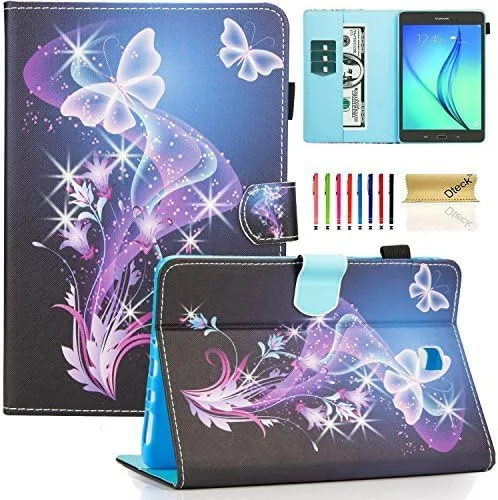 Dteck(TM) T350, funda de 8.0 pulgadas, carcasa protectora de piel PU, patrón de pintura, ajuste magnético, ranura para tarjeta, puede usarse como