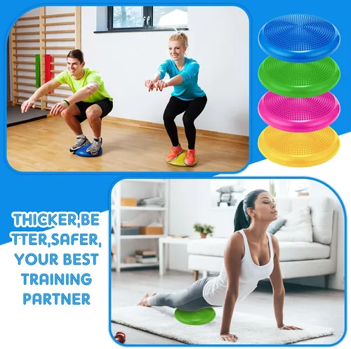 Miniatura 3 de Jerify 4 Piezas Cojín de Equilibrio Inflable Flexible para Asiento Oscilante, Almohadilla de Equilibrio de Estabilidad, Disco de Equilibrio, Asiento