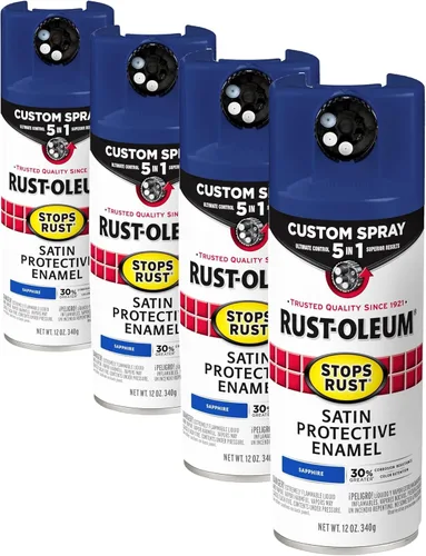 Miniatura 64 de Rust-Oleum 376855 - Pintura en aerosol antióxido personalizada 5 en 1, 12 onzas, color negro mate, (paquete de 1)