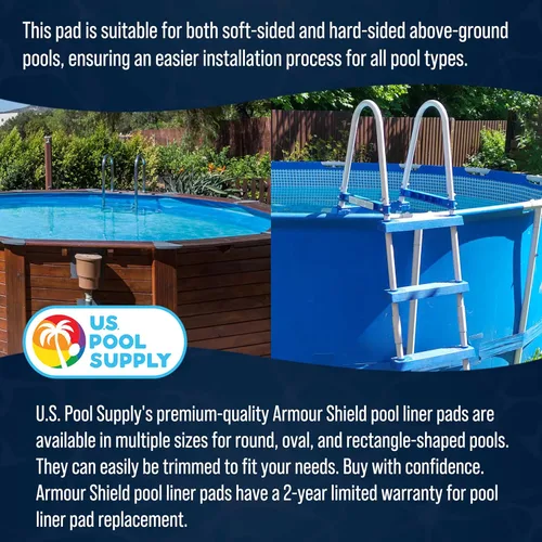 Miniatura 6 de U.S. Pool Supply Ground Shield - Almohadilla para revestimiento de piscina redonda de 15 pies de servicio pesado para piscinas sobre el suelo