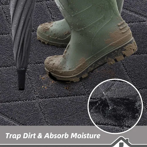 Miniatura 3 de BEQHAUSE Tapete para puerta de 20 x 32 pulgadas, tapete antideslizante para puerta, lavable, tapete para puerta de perro, resistente a las manchas