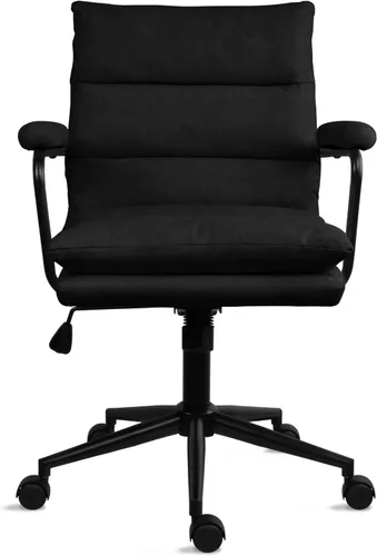 Miniatura 4 de 2xhome Juego de 2 modernas sillas de oficina con respaldo medio, asiento y respaldo acolchados Silla de dibujo tapizada de tela suave Diseño