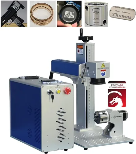 US Stock 50W JPT Máquina de grabado láser de fibra Máquina de marcado láser de fibra Máquina de grabado 175 × 6.890 in Lente con eje giratorio