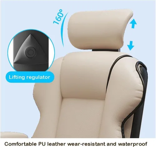 Miniatura 3 de Silla ergonómica de oficina, cómoda silla reclinable con respaldo alto para computadora con reposacabezas y almohada lumbar de 102 a 43.3 in, Blanco