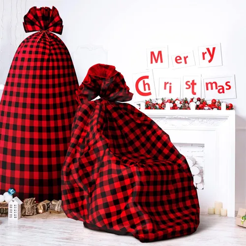 Miniatura 5 de Teling Bolsa de almacenamiento para árbol de Navidad de 7.5 pies, bolsa de plástico para quitar y desechar (rojo y negro)