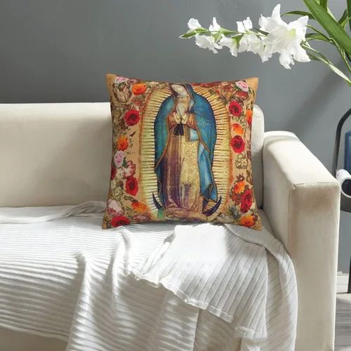 Miniatura 4 de Fundas de almohada de Nuestra Señora de Guadalupe Virgen María de Navidad, funda de almohada cuadrada novedosa decorativa para el hogar, dormitorio