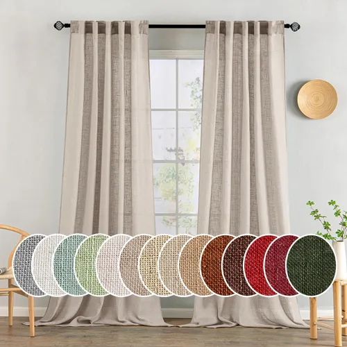 Miniatura 37 de MIULEE Cortinas de lino blanco de 108 pulgadas de largo para dormitorio, sala de estar, cortinas de ventana con textura de lino suave y grueso, Lino