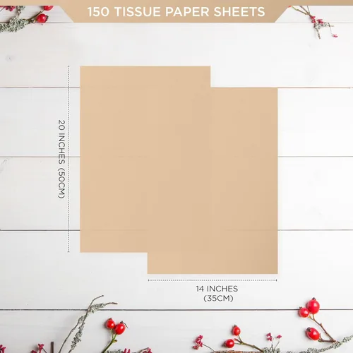 Miniatura 2 de Sanzix - 150 hojas de papel de seda kraft a granel de 14x20 pulgadas - Papel de regalo marrón para bolsas de regalo, boda, cumpleaños y Papel kraft