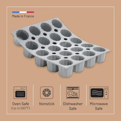 Miniatura 3 de de Buyer ELASTOMOULE - Molde de silicona con minicanele, crea 20 pasteles franceses, fácil de usar y limpiar, apto para lavavajillas