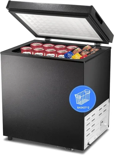 Miniatura 8 de Kismile Congelador de pecho de 3.5 pies cúbicos con 2 cestas extraíbles, parte superior abierta, puerta abierta, congelador profundo compacto