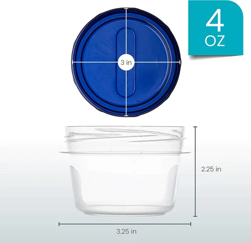 Miniatura 6 de PLASTICPRO [Paquete de 144 unidades de 4 onzas] Twist Top Deli Contenedores de Deli Parte inferior transparente con tapa azul superior Twist