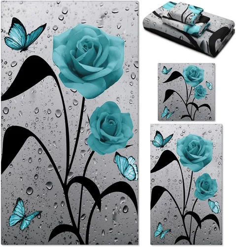 Miniatura 21 de Preboun Juego de 3 toallas de baño navideñas de gnomo, toallas de mano con árbol de Navidad, toallas de baño con copos de nieve de invierno, toallas