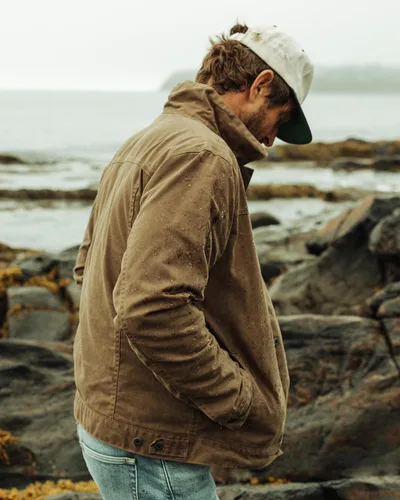 Miniatura 8 de Huckberry Flint and Tinder Chaqueta de Camionero Encerada con Forro de Franela para Hombre, Chaqueta para Hombre Resistente al Agua y a la Intemperie