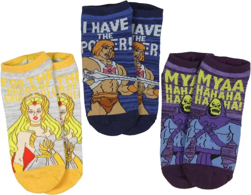 Calcetines tobilleros con personajes de Masters of the Universe He-man Skeletor She-ra, paquete de 3 unidades para hombres y mujeres, Varios colores