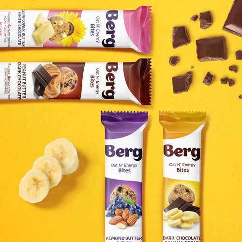 Miniatura 8 de Berg Bites Bocaditos de mantequilla de almendras y gelatina a base de plantas, vegano, sin gluten, 0.18 onzas de proteína, 0.18 onzas de fibra, caja
