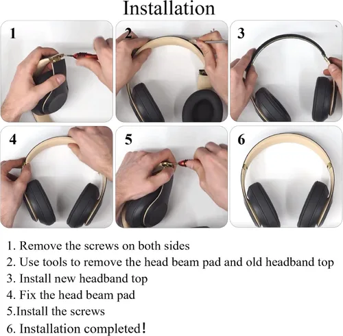 Miniatura 5 de Studio 3 - Diadema de repuesto para diadema de repuesto para la cabeza, accesorios de reparación compatible con Studio 3.0 A1914 Wireless Studio 2.0