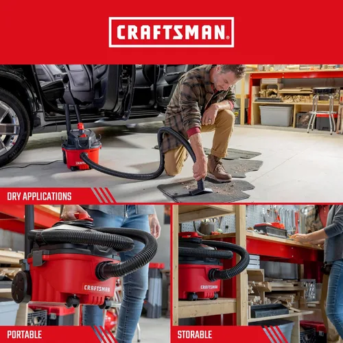 Miniatura 4 de CRAFTSMAN CMXEVBE17040 Aspiradora para Seco y Húmedo de 4 Galones, 5.0 HP Máximo, Aspiradora de Taller Portátil para Seco y Húmedo con Filtro