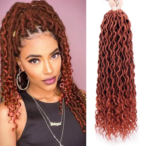 Miniatura 9 de Cabello de Ganchillo Goddess Locs - 8 Paquetes de 12 Pulgadas de Cabello Rizado Faux Locs de Ganchillo para Mujeres Negras, Cabello Rizado 1B-30#