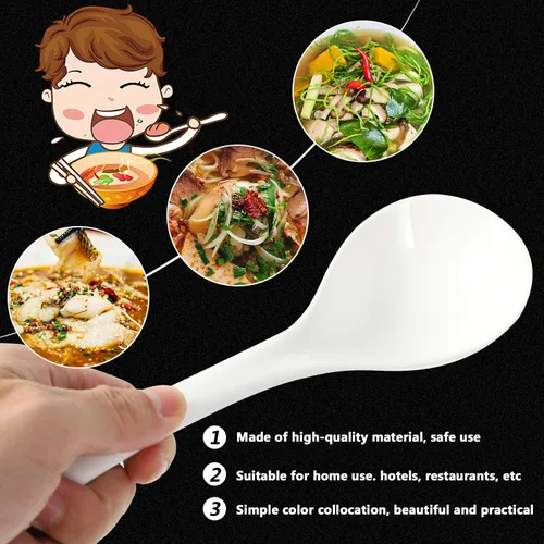 Miniatura 8 de Hemoton Paquete de 2 cucharas grandes de cerámica asiática para sopa de porcelana profunda de alta resistencia con mango largo de 10.43 pulgadas