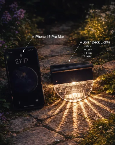 Miniatura 6 de TIJNN - Luces solares para terraza al aire libre, luces impermeables LED para vallas para escalones, patio, jardín, decoración de patio - paquete